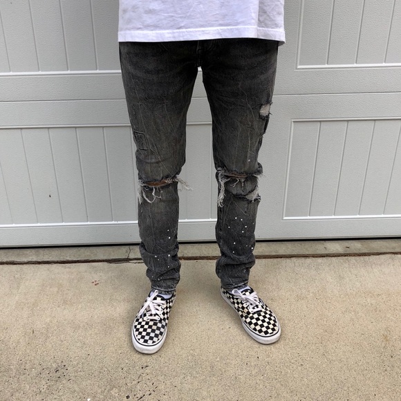 H&M Other - H&M Black Distressed Jeans with Paint Splatter